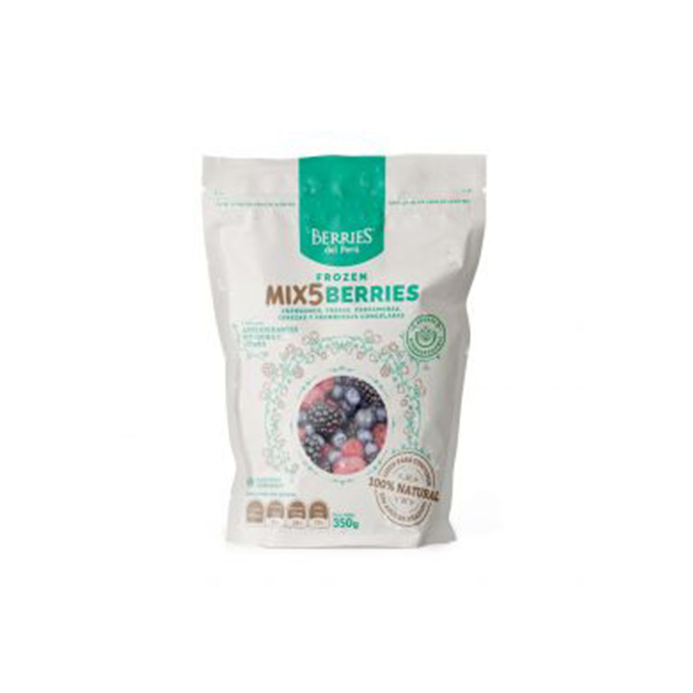 Mix 5 Berries (Arándanos - Fresas - Zarzamoras - Cerezas y Frambuesas) - Berries del Perú - Empaque 400 gr